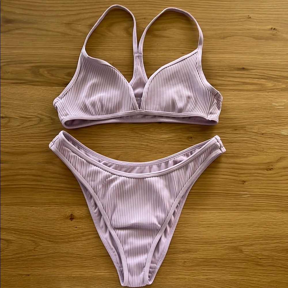Lavender Ribbed Bikini Set